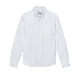 Alex Crane Linen Playa Casual Button Down Shirt in Snow Size M